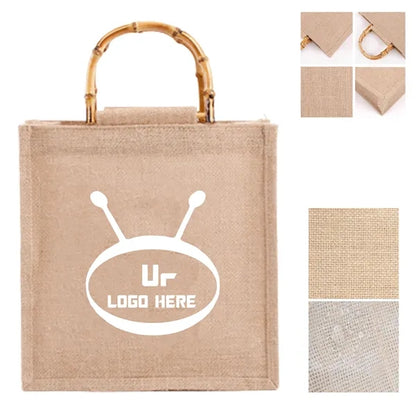 Jute Tote Bag With Bamboo Handle