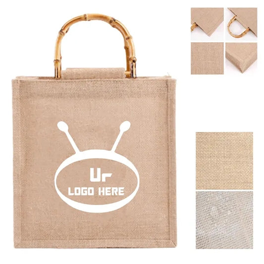 Jute Tote Bag With Bamboo Handle