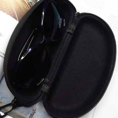 Zippered Hard Shell Eyeglass Case with Clip Hook