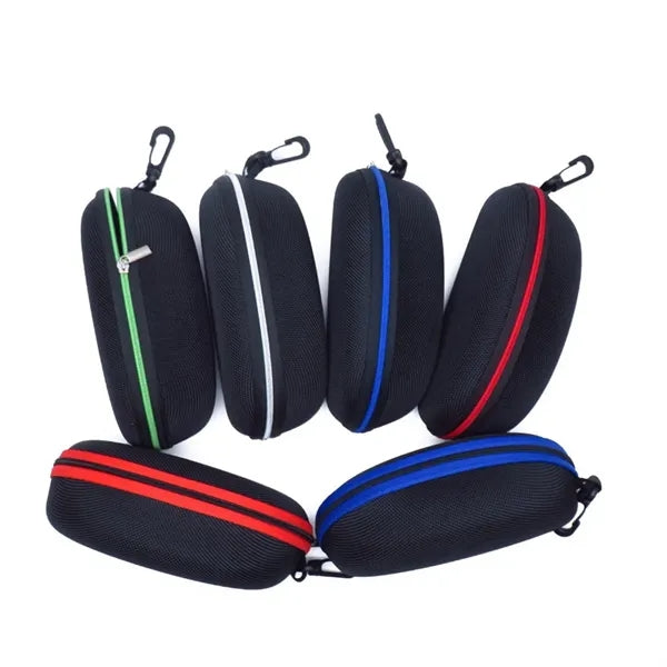 Zippered Hard Shell Eyeglass Case with Clip Hook