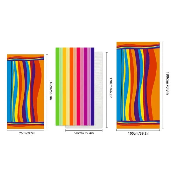 Rainbow Striped Beach Towel Blanket for Outdoor Use