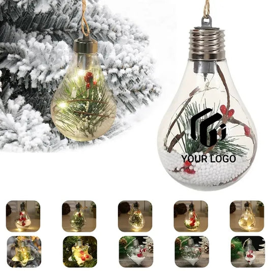Clear DIY light bulb hanging ornaments LED Christmas ball