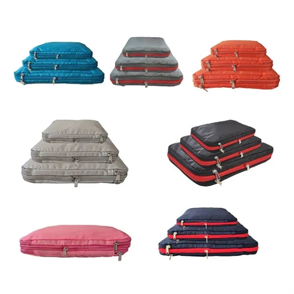 3-Piece Travel Packing Cubes Set with Zipper Closure