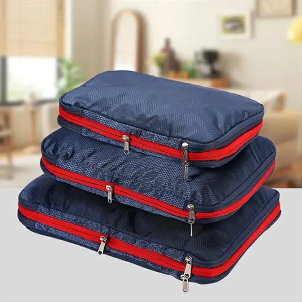 3-Piece Travel Packing Cubes Set with Zipper Closure