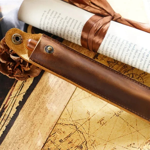 Genuine Leather Minimalist Slim Durable Single Flip Pen Case