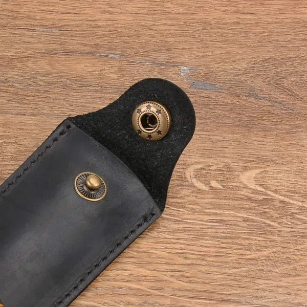 Genuine Leather Minimalist Slim Durable Single Flip Pen Case