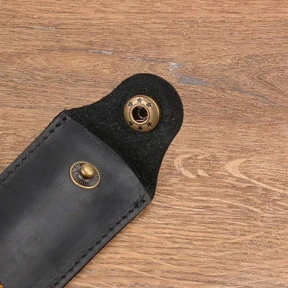 Genuine Leather Minimalist Slim Durable Single Flip Pen Case