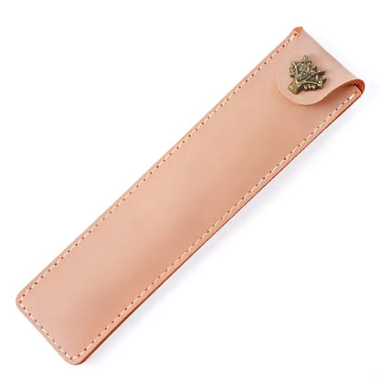 Genuine Leather Minimalist Slim Durable Single Flip Pen Case