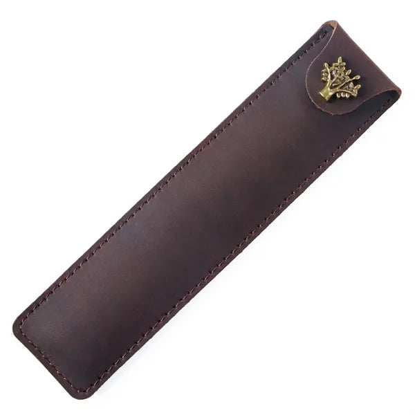Genuine Leather Minimalist Slim Durable Single Flip Pen Case