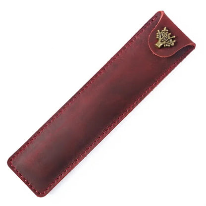 Genuine Leather Minimalist Slim Durable Single Flip Pen Case