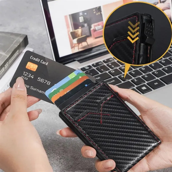 RFID Blocking Card Holder Wallet with Pop-Up Function