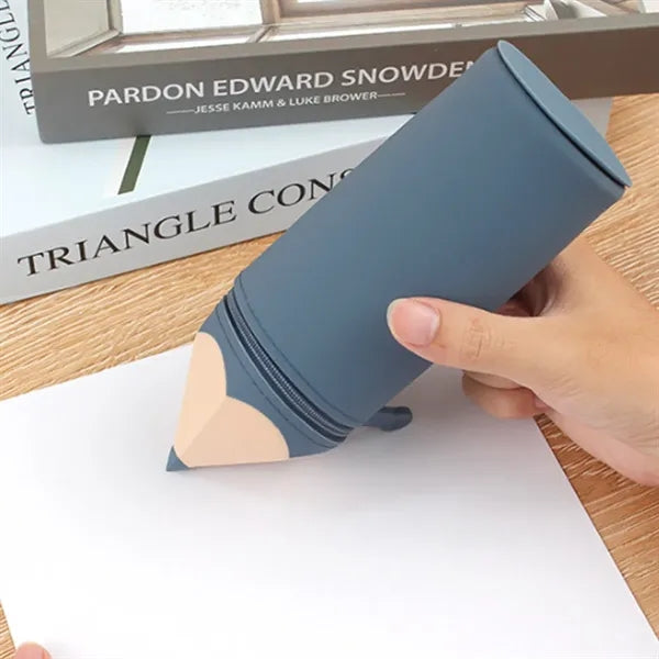 Pencil Shape Silicone Suction Cup Portable Spacious Pen Bag