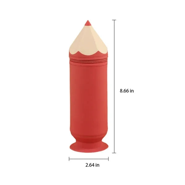Pencil Shape Silicone Suction Cup Portable Spacious Pen Bag