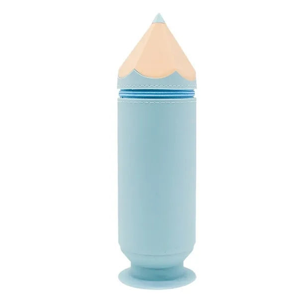 Pencil Shape Silicone Suction Cup Portable Spacious Pen Bag