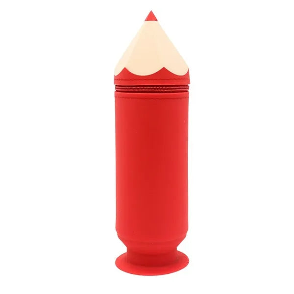 Pencil Shape Silicone Suction Cup Portable Spacious Pen Bag