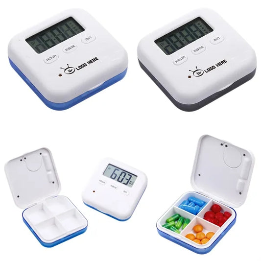 Four-Compartment Portable Pill Box Timer