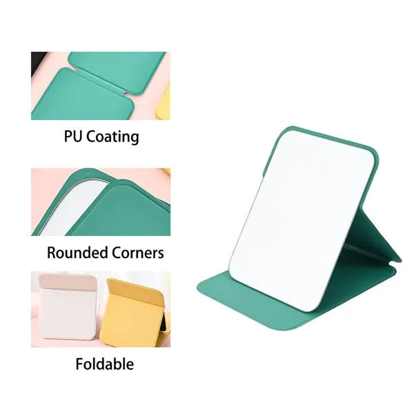 PU Cover Portable Adjustable Folding Makeup Mirror