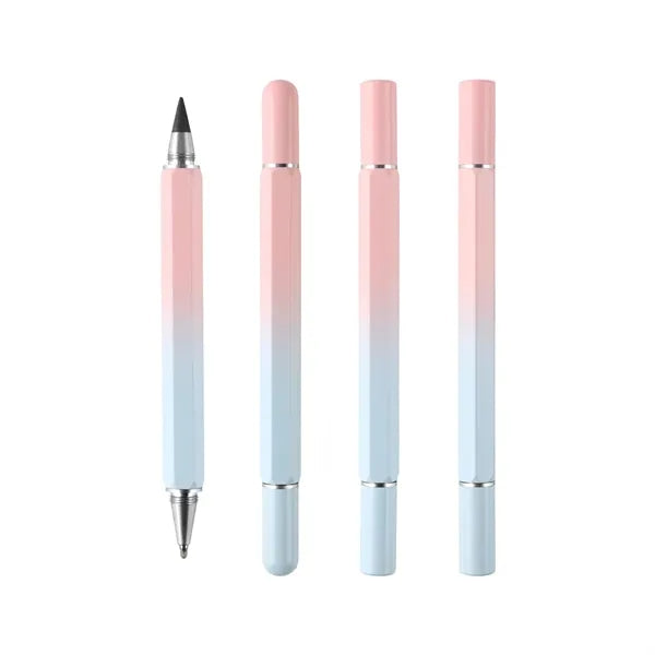 Dual-Tip No-Sharpening Replaceable Tip Hexagonal Metal Pen