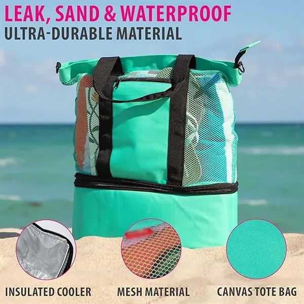 Waterproof Sandproof Beach Tote Bag with Cooler Compartment