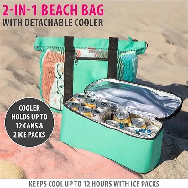 Waterproof Sandproof Beach Tote Bag with Cooler Compartment