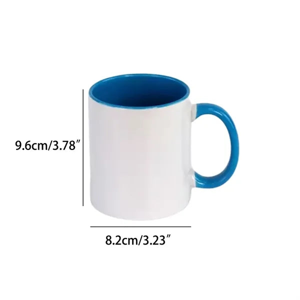 Customizable 11 Oz Ceramic Colorblock Mug with Handle