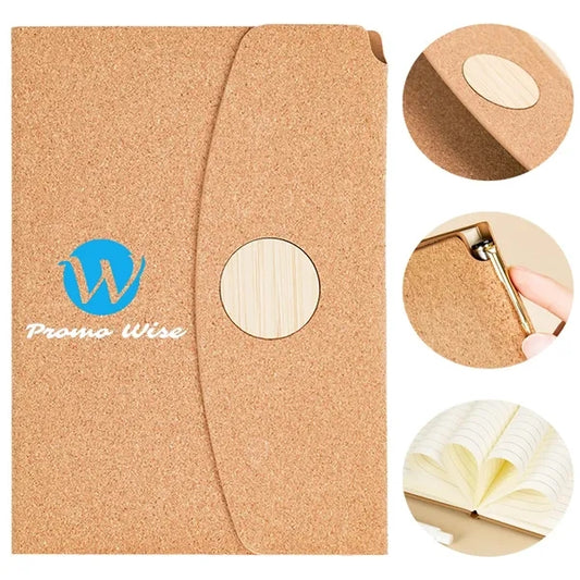 A5 Tri-Fold Lay-Flat Pinewood Notebook with Magnetic Closure