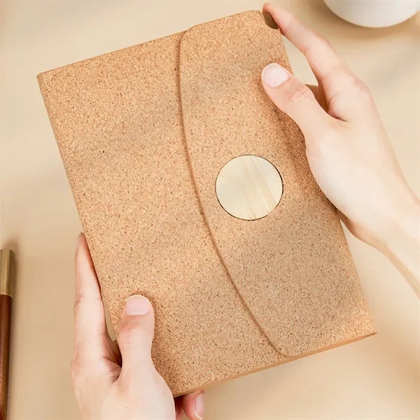 A5 Tri-Fold Lay-Flat Pinewood Notebook with Magnetic Closure