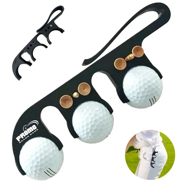 Golf Ball and Tee Holder Clip with Bag Hook