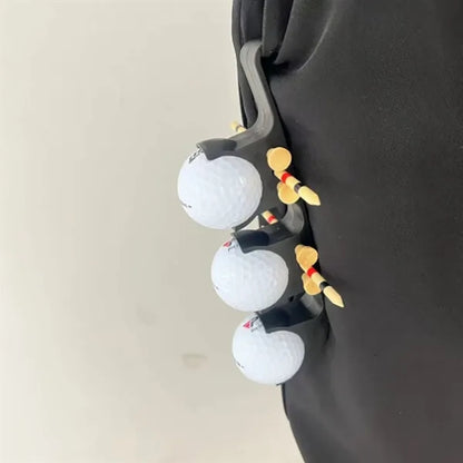 Golf Ball and Tee Holder Clip with Bag Hook