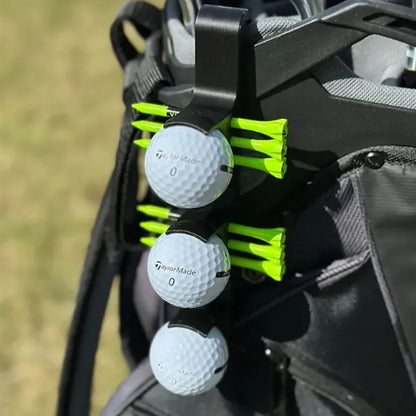Golf Ball and Tee Holder Clip with Bag Hook
