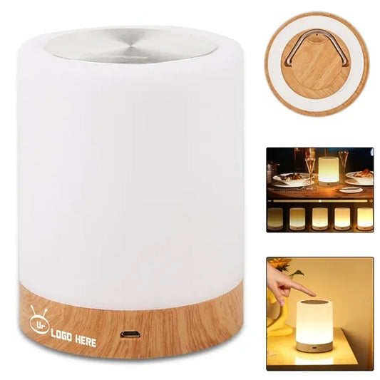 Touch Bedside Wood Grain Night Lamp