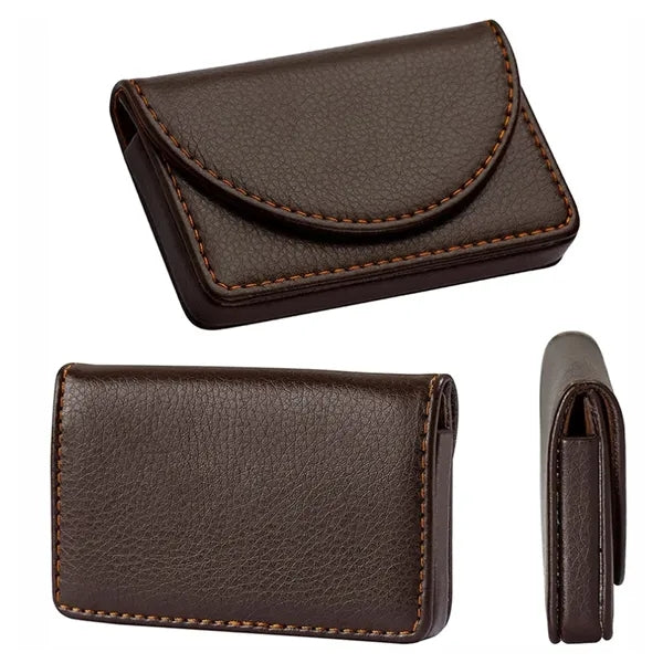 Leather Business Card Holder with Stitch Detail