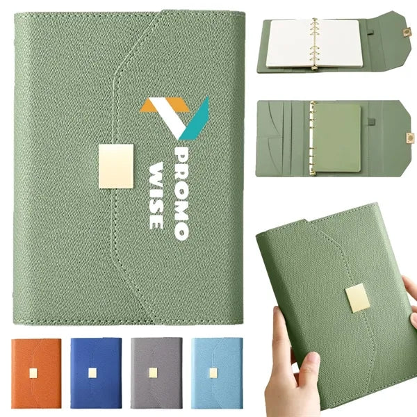 Magnetic Closure PU Leather Notebook with Storage Function