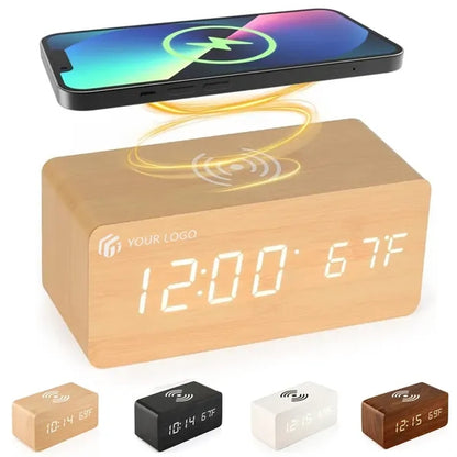 Bedroom office home alarm clock with wireless charging pad