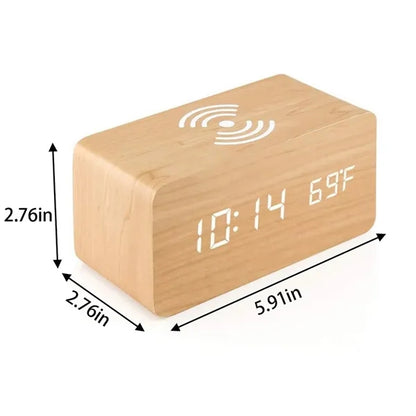 Bedroom office home alarm clock with wireless charging pad