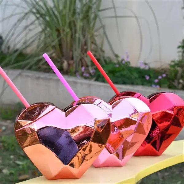 Wedding pool party favors heart shaped straw drinking cup