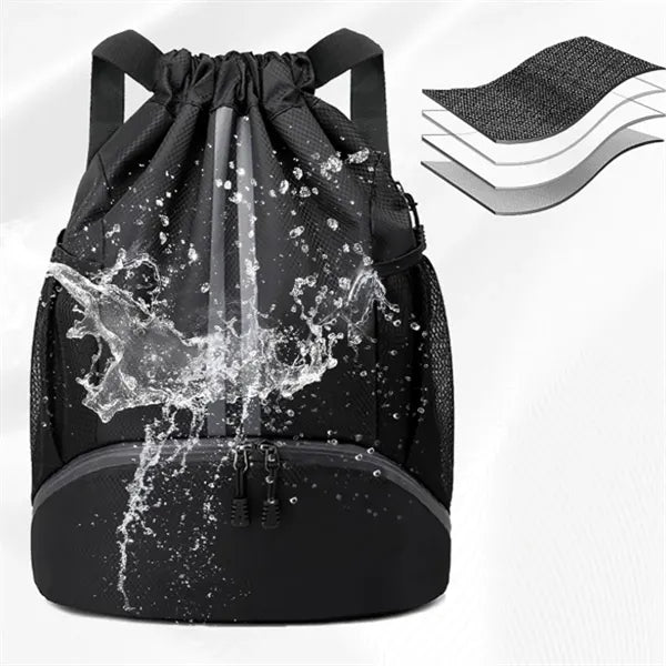 Drawstring Sports Backpack with Shoe Compartment