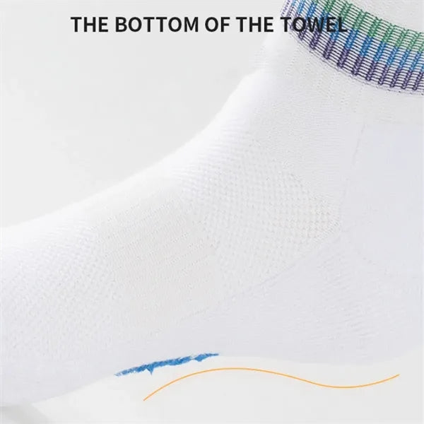 Comfort Elastic Non-Slip Cuff Rainbow Striped Sports Socks
