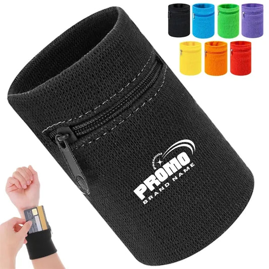 Custom Sweatband Wristband with Hidden Zipper Pocket