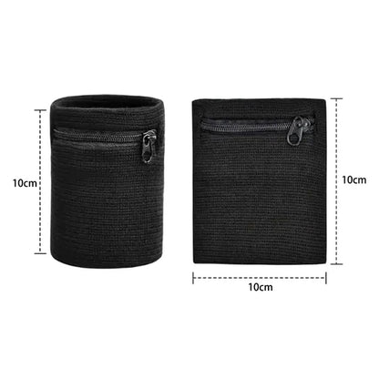 Custom Sweatband Wristband with Hidden Zipper Pocket