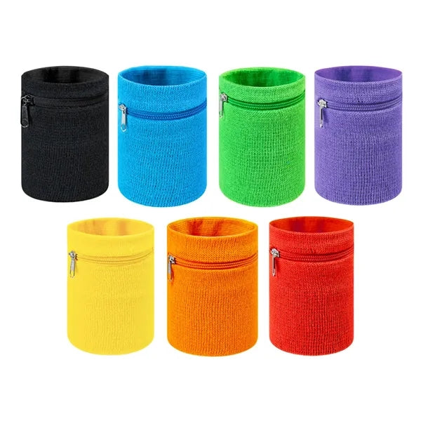 Custom Sweatband Wristband with Hidden Zipper Pocket