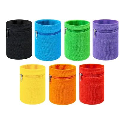 Custom Sweatband Wristband with Hidden Zipper Pocket