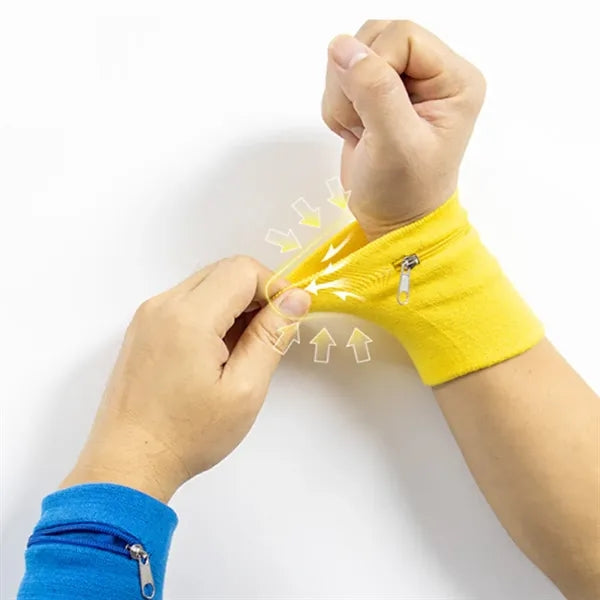 Custom Sweatband Wristband with Hidden Zipper Pocket