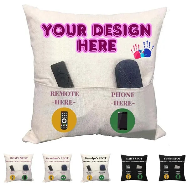 Custom Picture Text Remote Control Storage Pillow Case