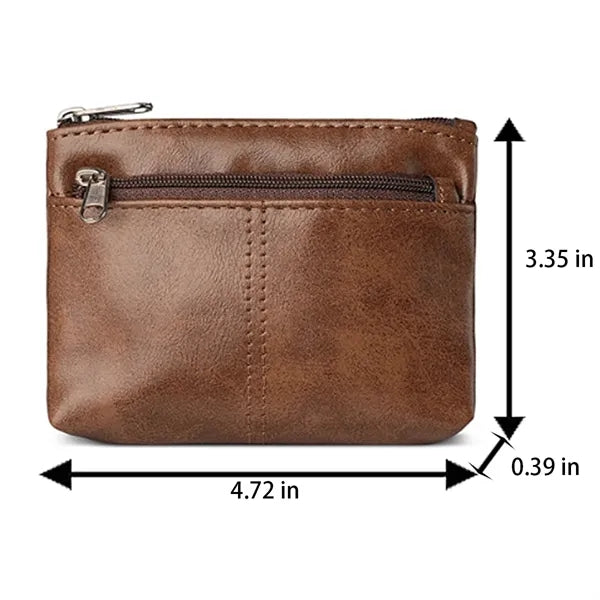 Dual Zippered PU Leather Minimalist Lightweight Coin Purse