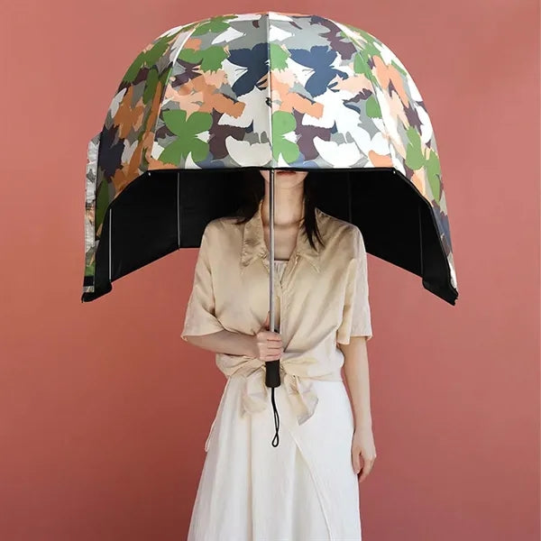 Travel windproof strong durable sun rain helmet umbrella