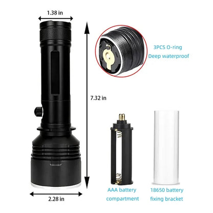Aluminum Alloy One-Hand Use Waterproof Underwater Flashlight