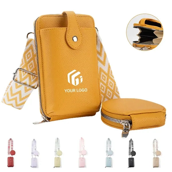 Travel holiday PU leather coin purse crossbody phone bag