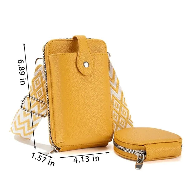 Travel holiday PU leather coin purse crossbody phone bag