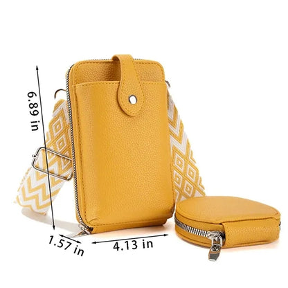 Travel holiday PU leather coin purse crossbody phone bag